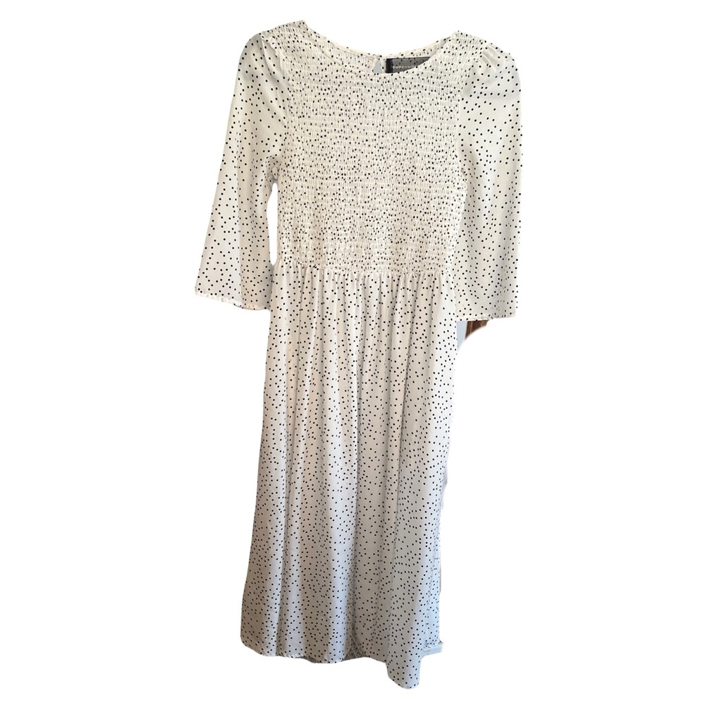 Code Mode White Dress with Black Polka Dots